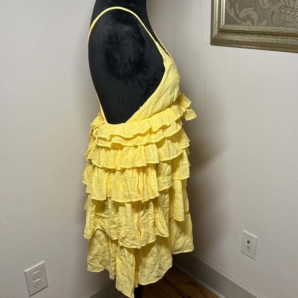 Mustard Seed Sz S yellow tiered mini dress - Picture 5 of 7